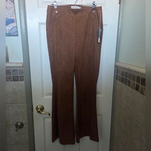 Western Tan Vegan Suede High-Rise Pull-On Flare Pants Rodeo Cowgirl Festival L